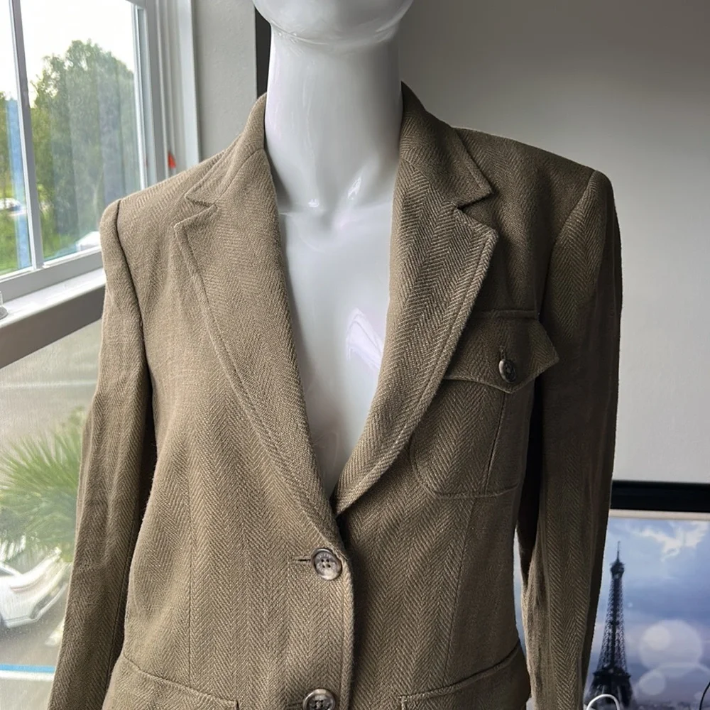 LAUREN RALPH LAUREN LINEN BLAZER JACKET TOP SIZE 2 MSRP $345.00 NWT - Picture 3 of 11